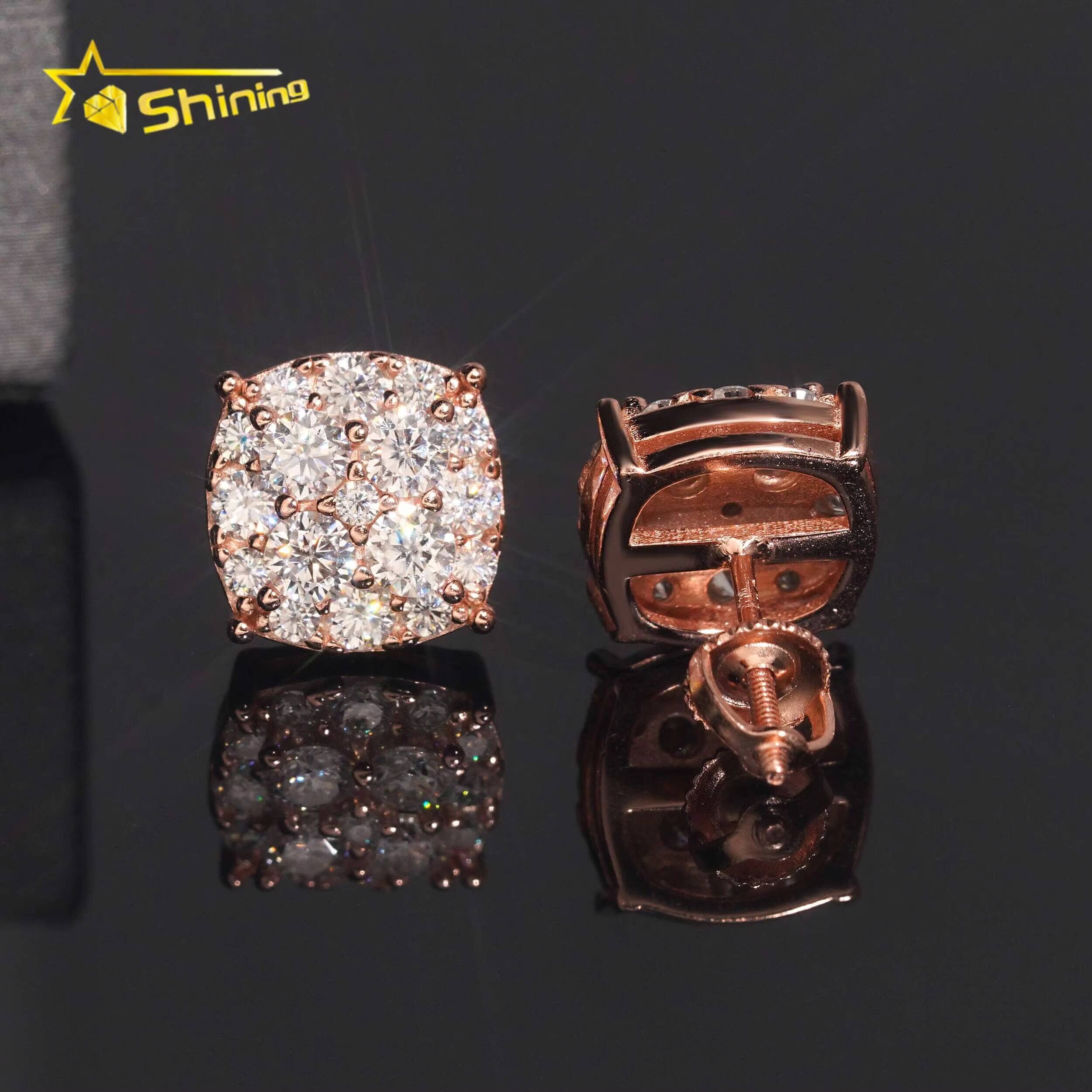 Ready to Ship Hip Hop Iced Out Jewelry 925 Silver GRA Certified VVS Moissanite Diamond Earrings