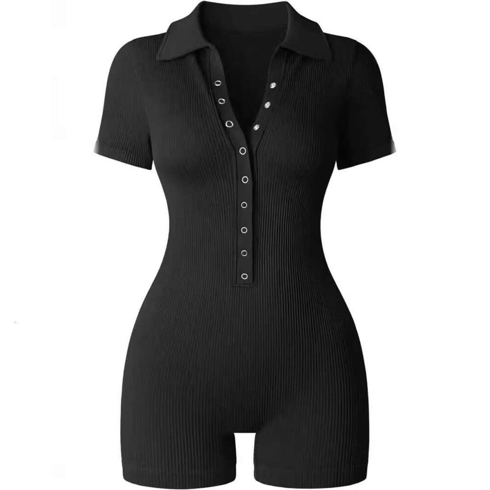 European and American 2026 cross-border women's yoga jumpsuit, ribbed V-neck, elastic waist, sports jumpsuit