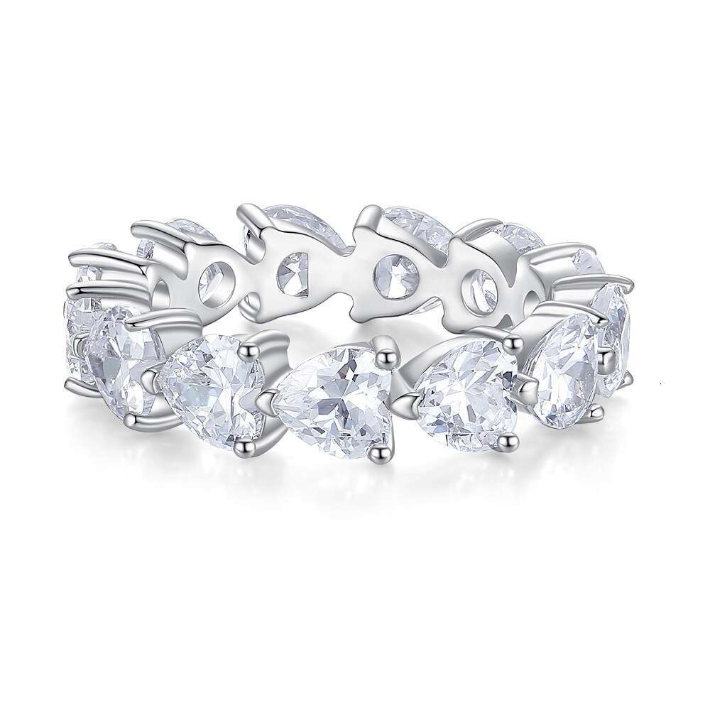 Ring Luxury Jewelry Exquisite Flower Shaped Adjustable Zircon Ring For Women High Carbon Diamond Radiant Ice Cut Zircon Wood Color Style Pure Silver E