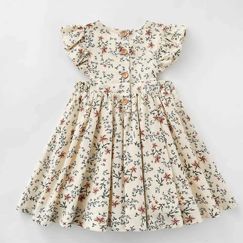 Kids Dresses for Girls Floral Flying Sleeves Casual Dresses Summer Ruffles Sweet Casual Daily Dress Toddler Casual Flower DressT260330
