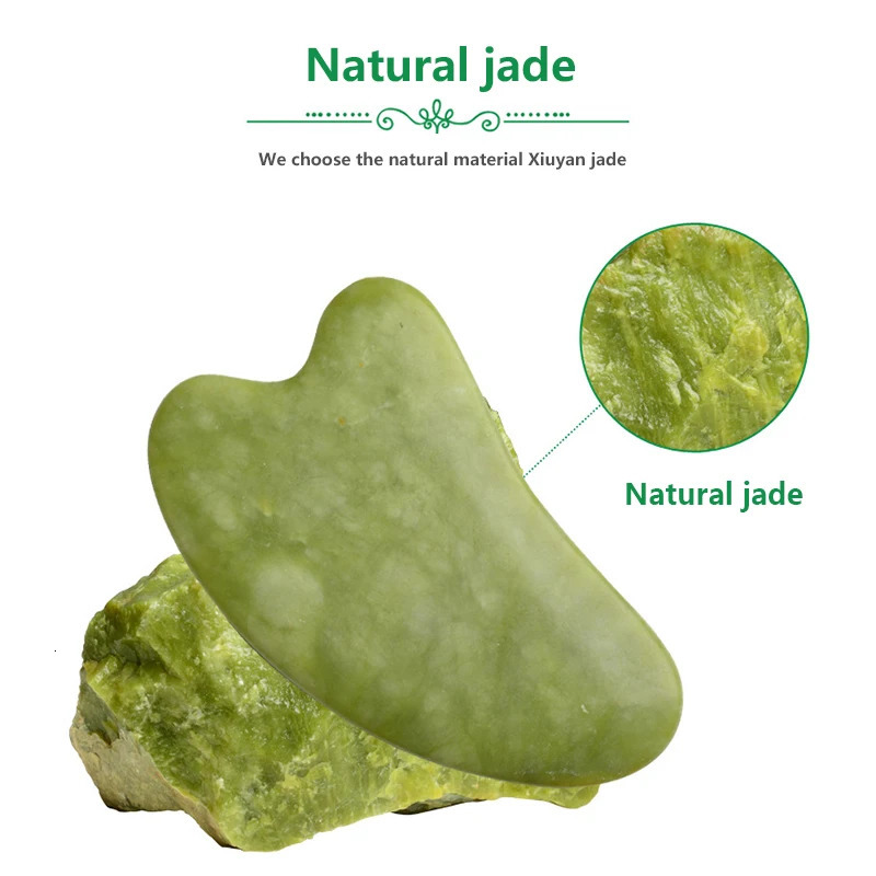 Natural Jade Stone Guasha Board Gouache Scraper For Body Acupoint Press SPA Acupuncture Skin Care Massage Anti Aging Tool 260316