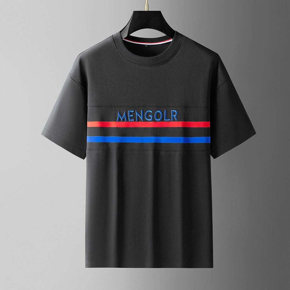 European Station luxury New Summer Trendy Brand Embroidered Letter Short Men's T-shirt Casual Round Neck Half Sleeve Top