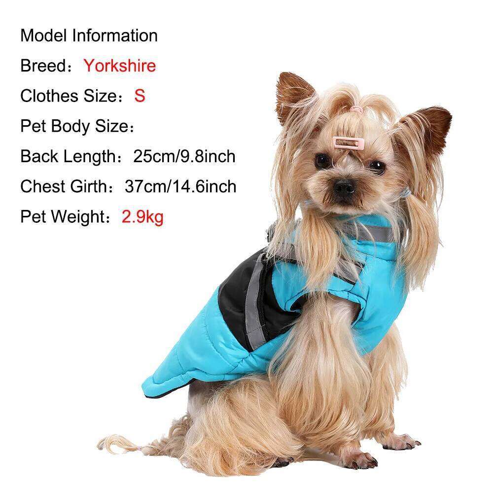 Dog Hiking Jacket For Small Medium Dogs Cats Winter Warm Windproof Clothing with Reflective Puppy Outdoor Camping Coat