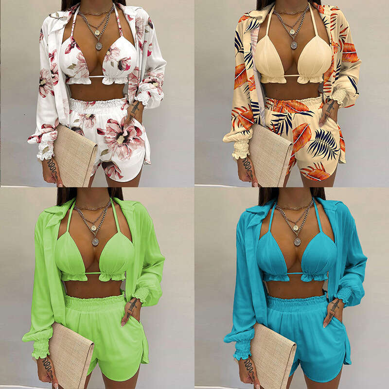 2026 Spring New Collection: Cross-Border European and American Foreign Trade Women's Clothing, Sexy Beach Vacation Style Printed Shorts Three-Pie