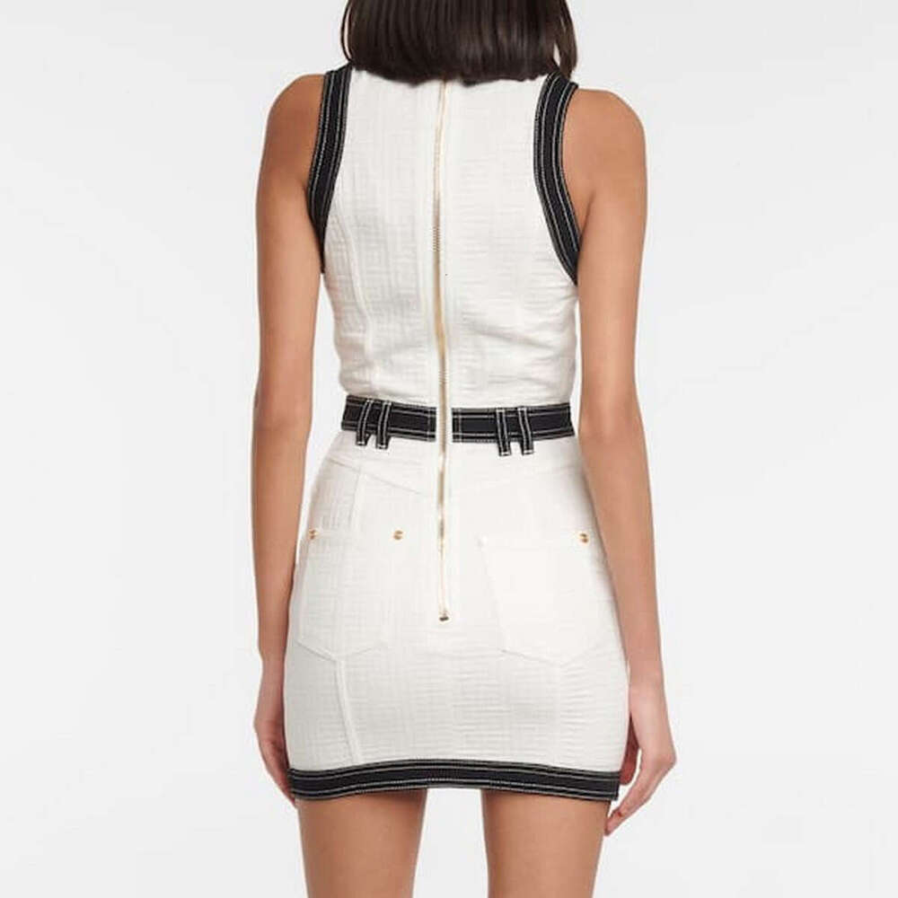 Summer designer's fashionable and high-quality new slim fit jacquard denim sleeveless rivet X21 women's dress