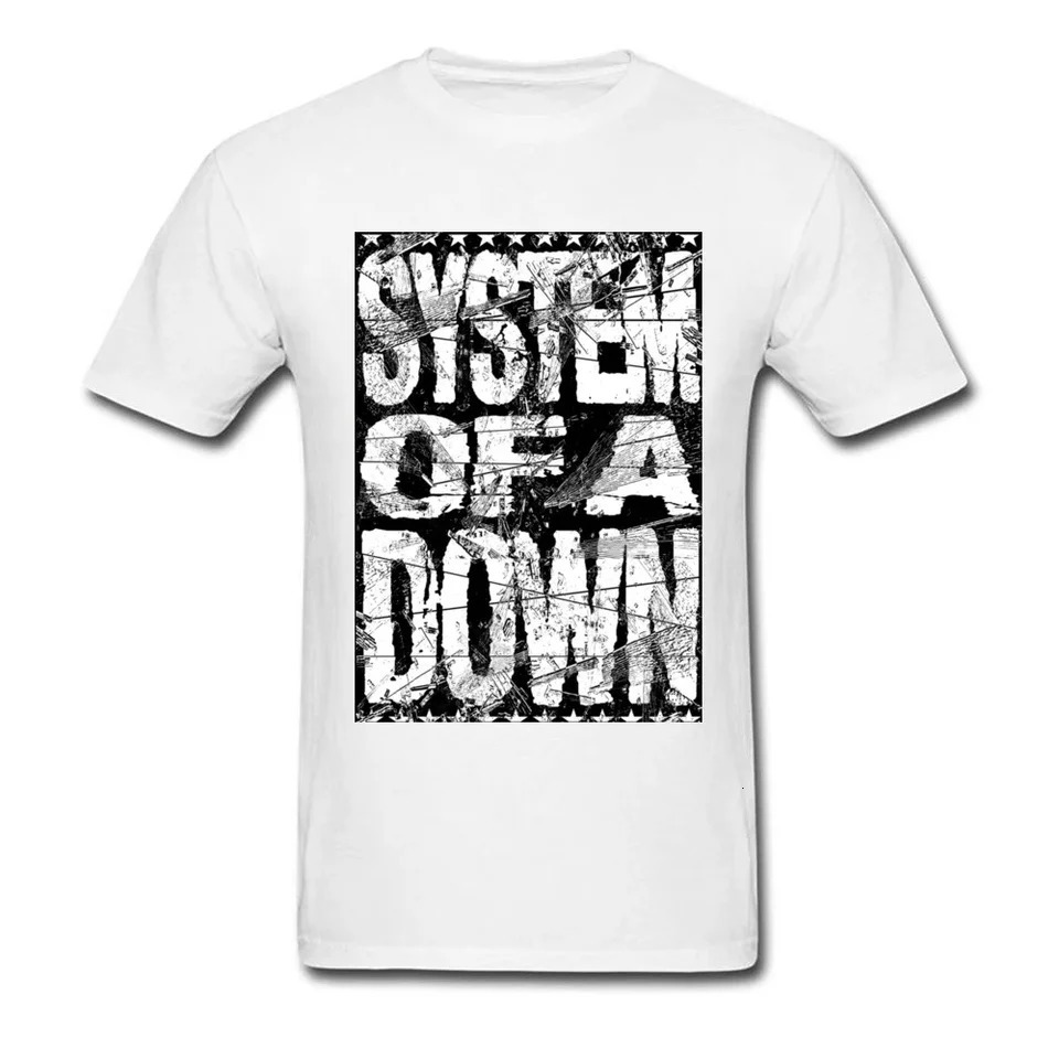 SYSTEM OF A DOWN Men T Shirt Letter Print Vintage Punk Short Sleeve T-shirts Black White Customized Top Tees Streetwear 260327