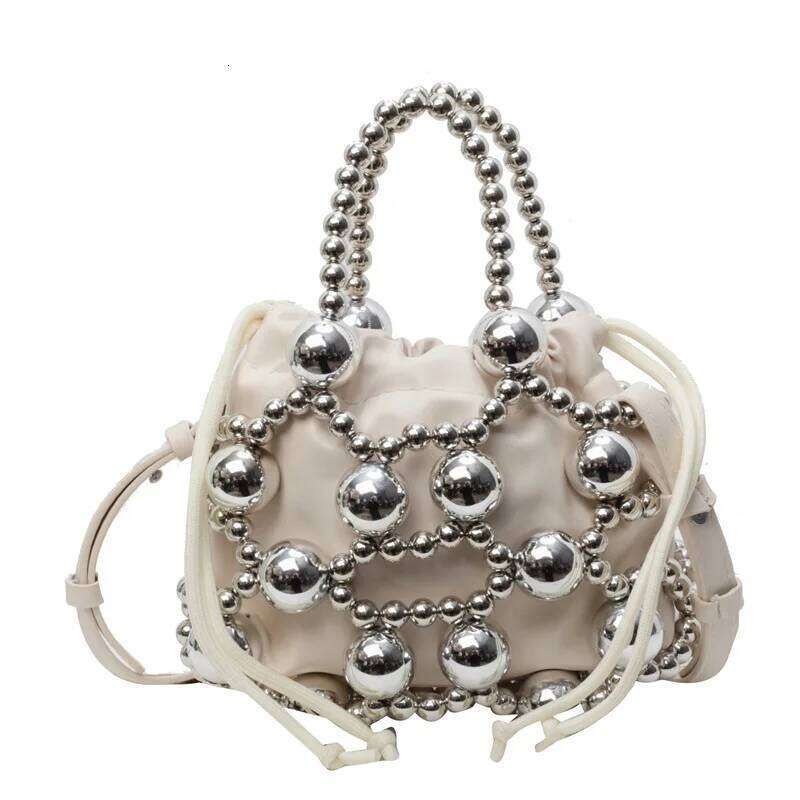 Chinese Embroidery Luxury Beaded Handbags Hollow Woven Pearls Bags For Women Fashion Drawstring Shoulder Lady Evening Bag Party Wedding Clutch