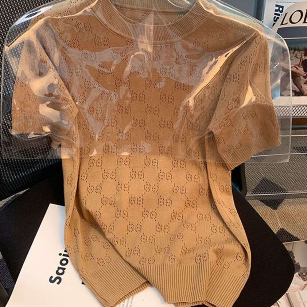Plus Size Ice Silk Base Layer Knitted Top Women's Round Neck Loose Thin Summer New Fashion French Design Ladies T-Shirt Sweater Vest