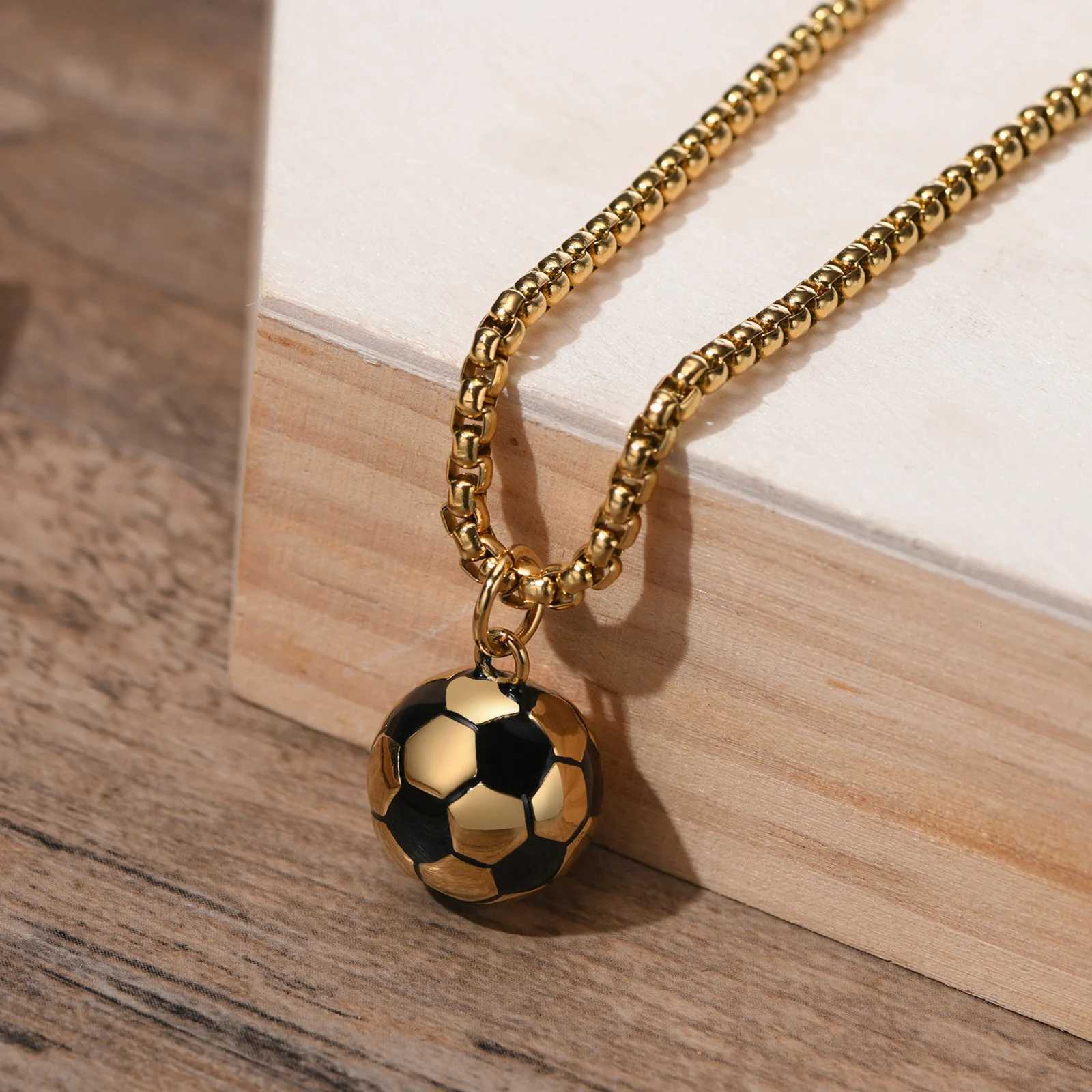 Stainless Steel 3D Football Necklaces for Mens BoysSolid Ball Stainless Steel Pendant NecklacesWorld Cup Football Fan Gifts Z260330