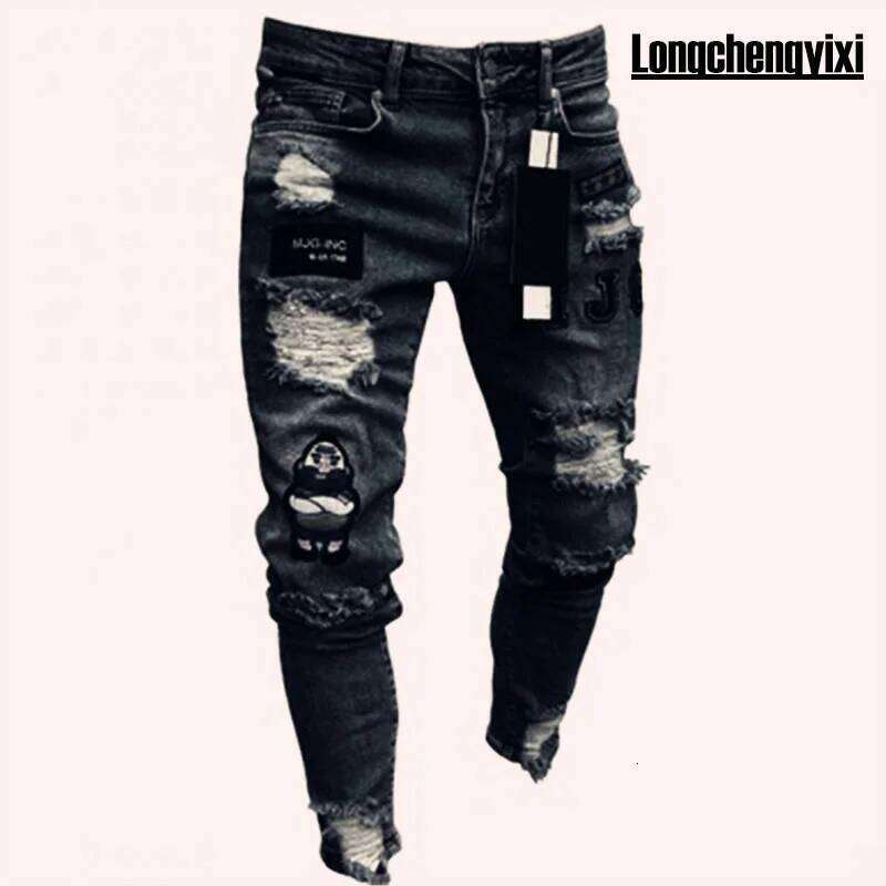 Mens Black Slim Quality Gray Casual Male Jeans Skinny Fit Men Pants Hip Hop Streetwear Cotton Denim Trousers 26Y0330