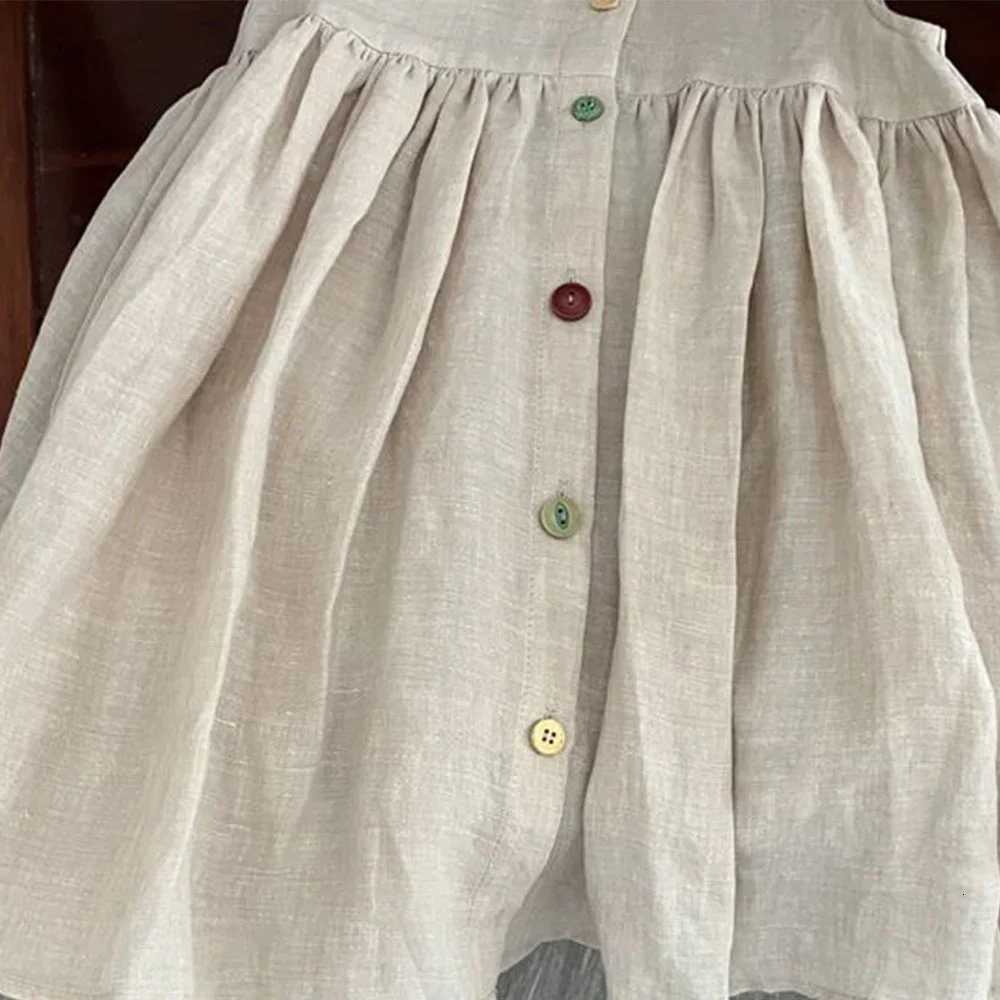 Melario Solid Color Baby Girls Dress Cotton Kids Dresses Summer Princess Party Dress Girls Sundress Single Breasted Kids ClothesT260330