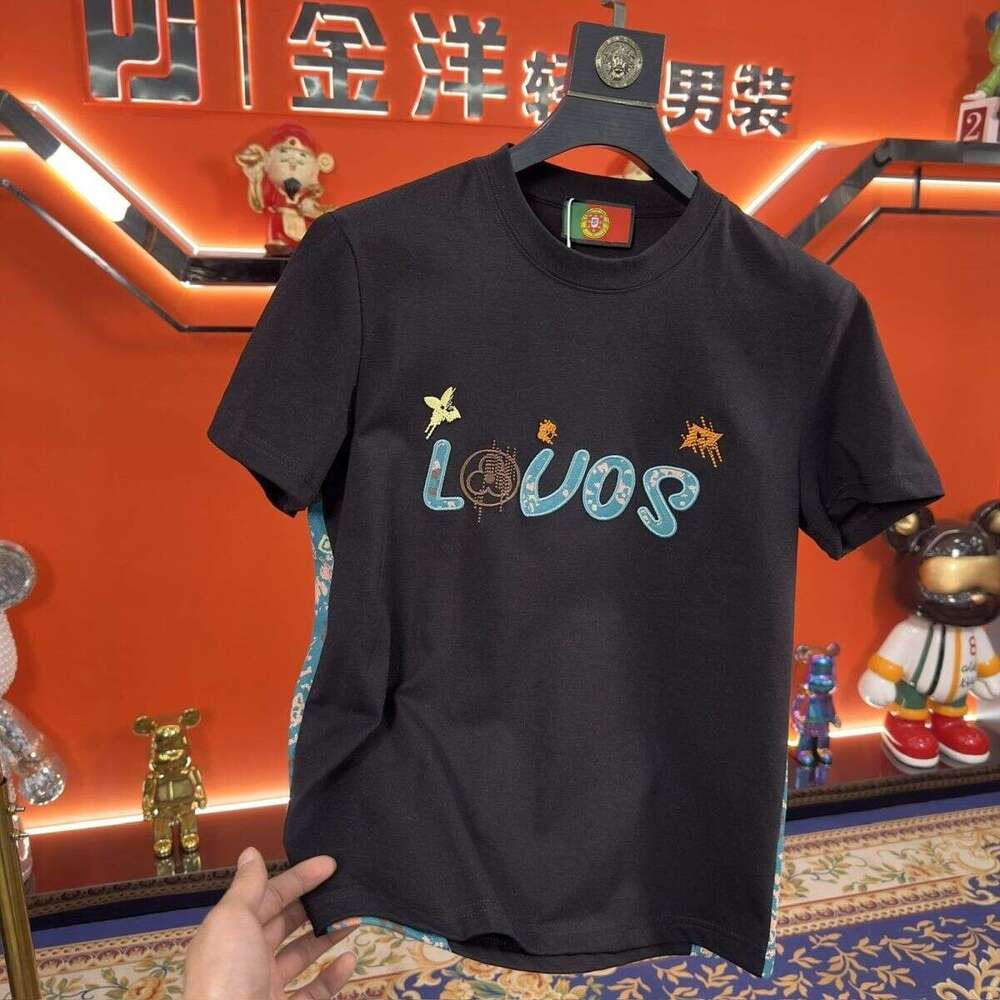 Men's New Luxury Short-Sleeve Casual Trendy 2026 Top Summer Fashion Versatile Round-Neck Embroidered T-Shirt Asia Size