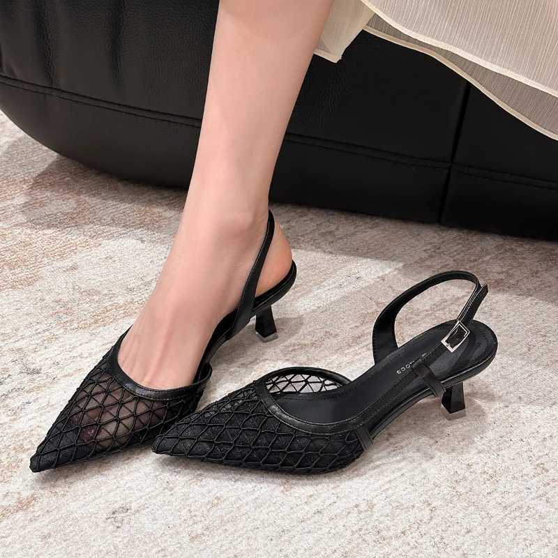 Sexy Metal Pointed Toe Pumps Sandals Women Mesh Breathable Sandals Ladies Fashion Party Dress Shoes Female Sandalias De Mujer Z260330