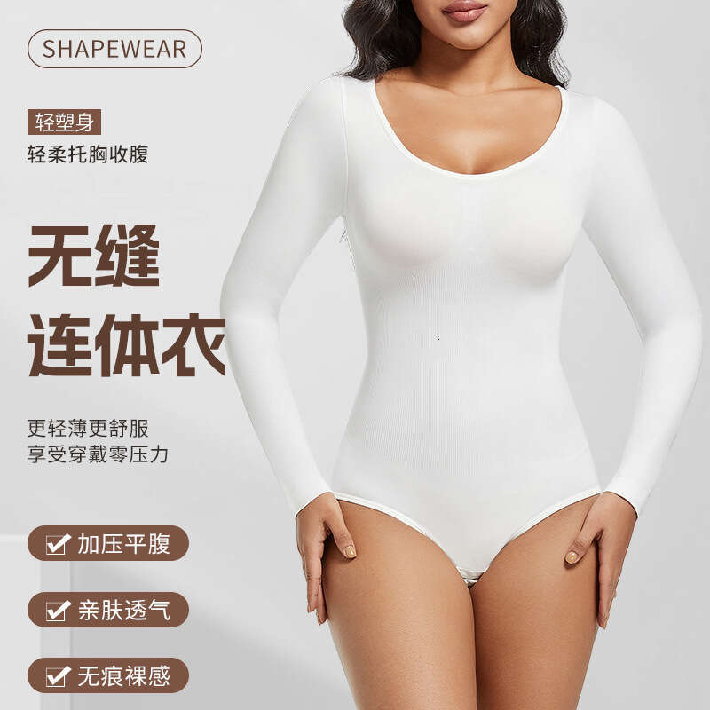 Tummy Control Slim Shaper High Waist Seamless Butt Lifter for Women Custom European and American high-elastic long-sleeve butt-lifting and tummy-contr