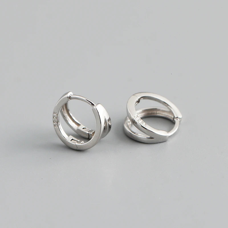 WANTME 925 Sterling Silver Simple Glossy Double Ear Buckle for Women Unique Charm Party Hoop Earrings Fine Jewelry Accessories 260323