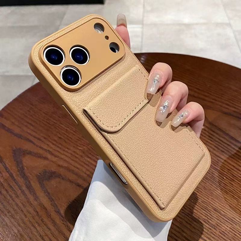 Lychee pattern card insert pocket holder card bag is suitable for iPhone new Apple mobile phone case