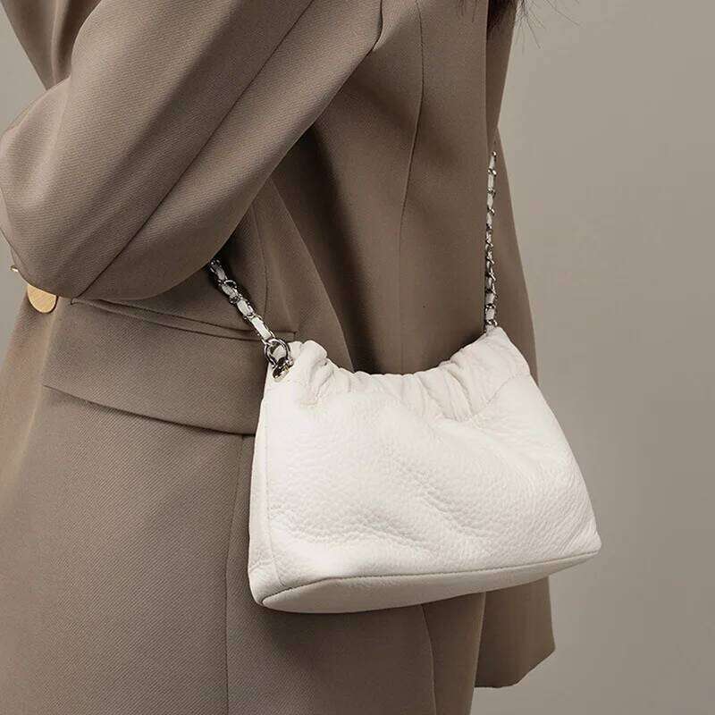 Genuine Leather Cloud Shoulder Bag Handbag Women S Crossbody Bags Cowhide Underarm Small Chain Dumpling Bag Ladies Korea XIU LAI SI