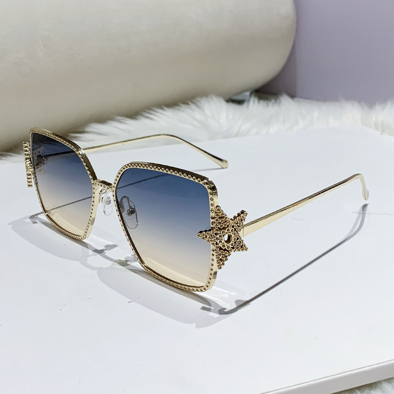 Luxury Brand Designer Sunglasses 2026 Women's European And American INS Metal Frame Sunglasses Women's Five-Pointed Star Trendy Unisex Europ