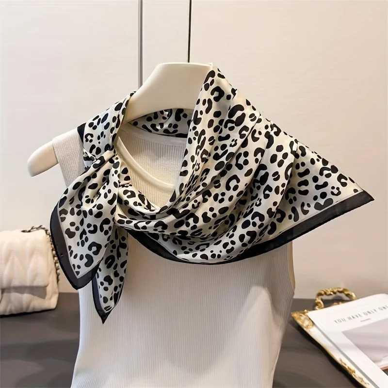 1Pcs Leopard Print Silk Like Scarf for WenSoft Smooth Fashion Neck ScarfOffDaily WearFem Decorative Hair/Bag X260328