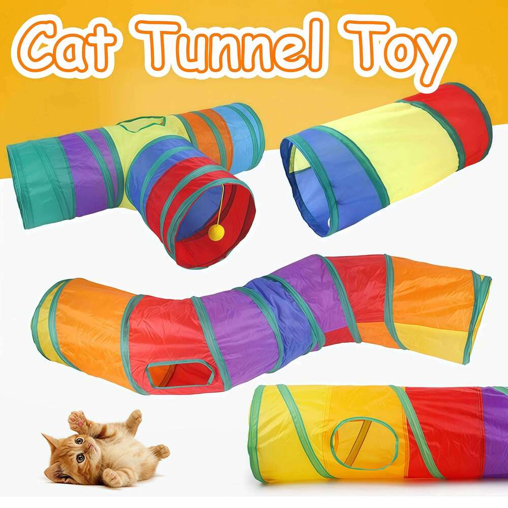 Toy Collapsible Playing Connectable Tunnel Indoor Cat Tube Foldable Drill Hole Kitten Colorful Pet Toys