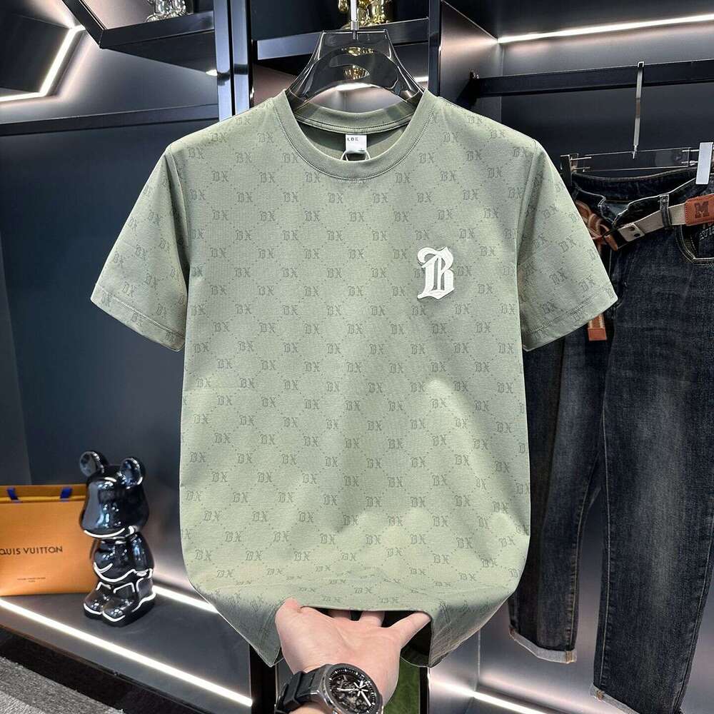 T Shirt Mens Designer Men Summer New European Style Embroidered Round Neck Short T Shirt For Men Trendy Brand Ice Silk Half Sleeve Casual Tee Shirt
