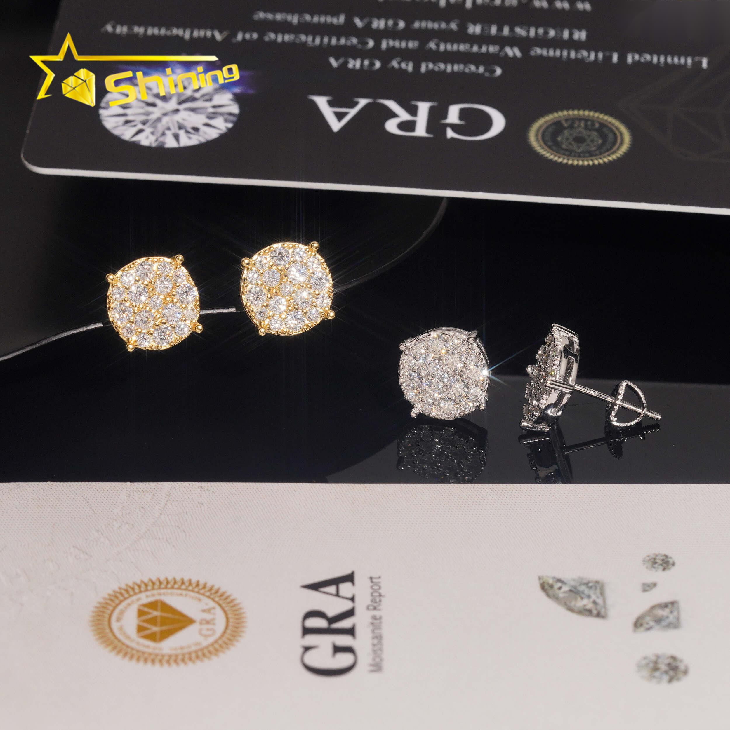 USA Warehouse Fast Shipping Sterling Silver 925 Iced Out VVS Moissanite Lb Diamond Fine Jewelry Stud Earrings