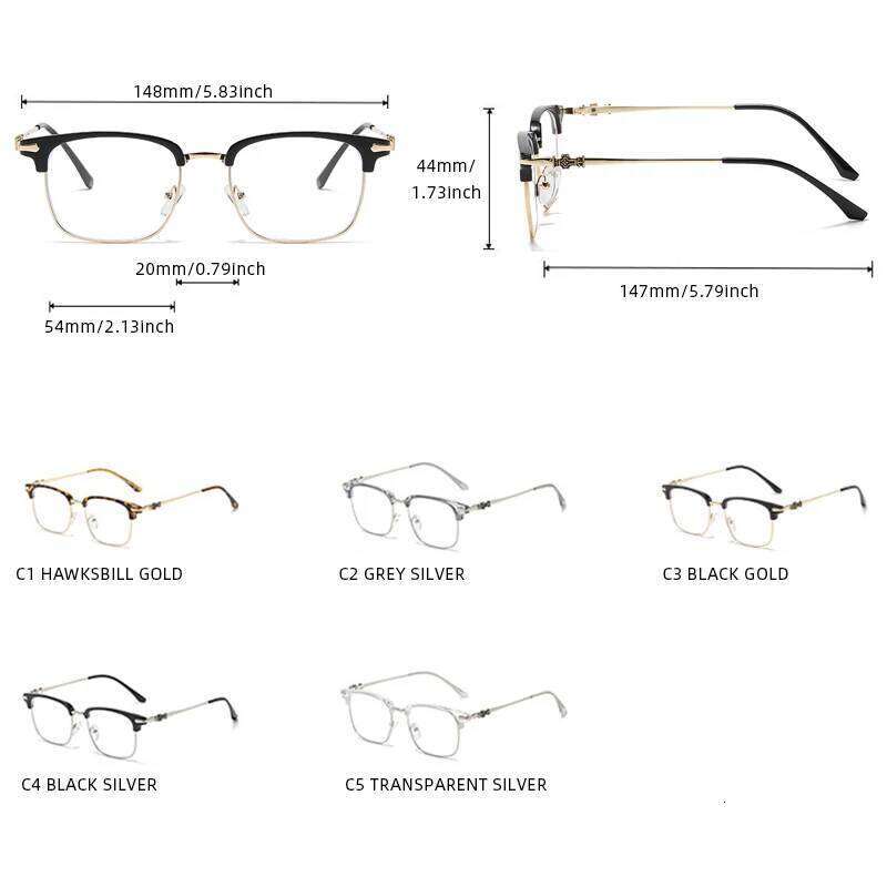 Luxury Semi-rim Anti-blue Light Men Fashion Square Browline Male's Glasses Daily Use Computer Phone Eyeglasses 26Y0330