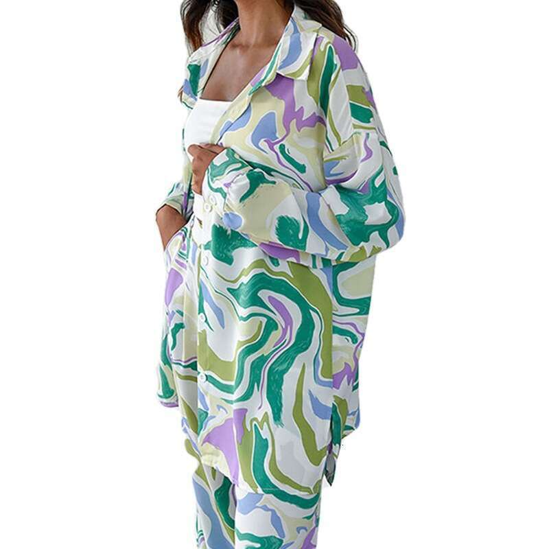 2026 Spring New Collection: Cross-Border European and American Foreign Trade Women's Clothing, Fashionable Commuting Loose-Fit Printed Wide-Leg P