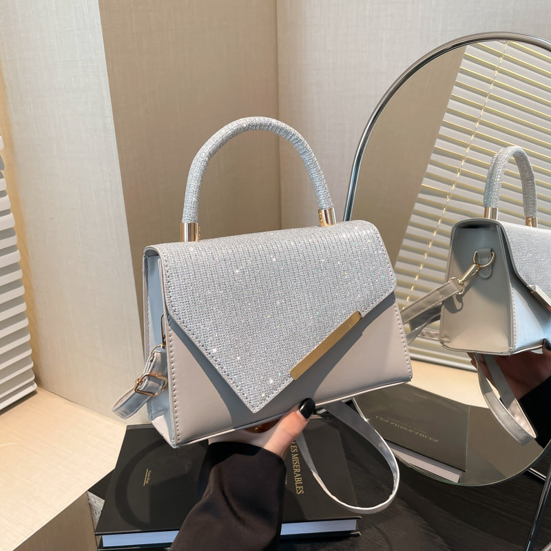 Free Shipping High Value Glitter Splice Handbag for Women Elegant Evening Bag Crossbody Shoulder Bag with Gold Handle