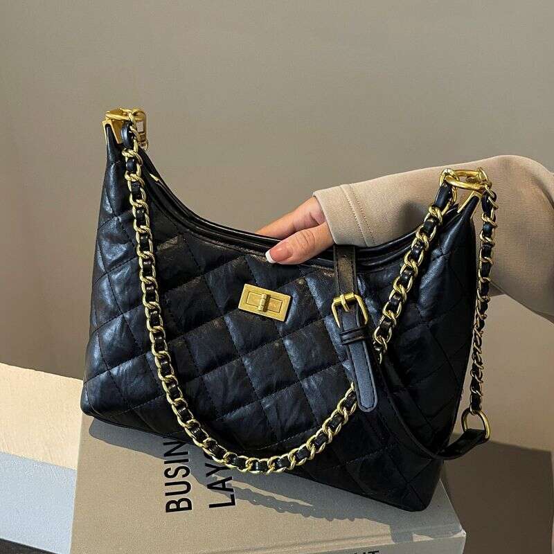 Quilted Small Style Chain Tote For Women New Commuter Versatile Underarm Single Shoulder Crossbody Bag Liksusie
