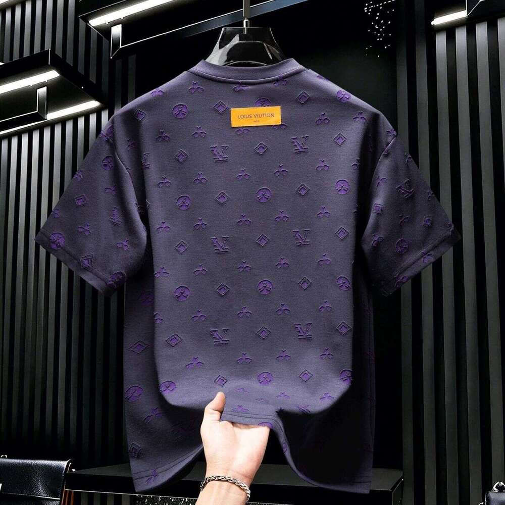 American-Style Light Luxury Short-Sleeve T-Shirt For Men, 2026 Summer New Slim-Fit High-End Letter Foam Print Half-Sleeve Top Asia Size