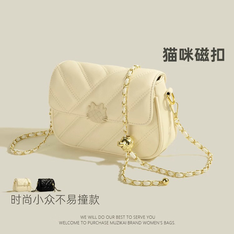 autumn and winter bags 2025 new model white high-end niche women's versatile chain crossbody bag
