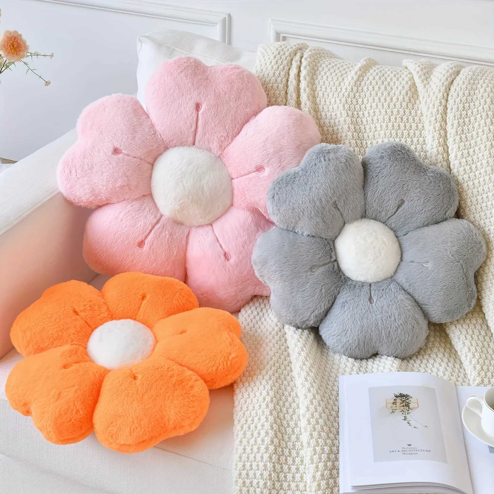 Plush Pillow Comfortable Daisy Flower Shaped - Cute Decorative Pad for Bed and Sofa Soft Polyester Fabric H260330 - view 4