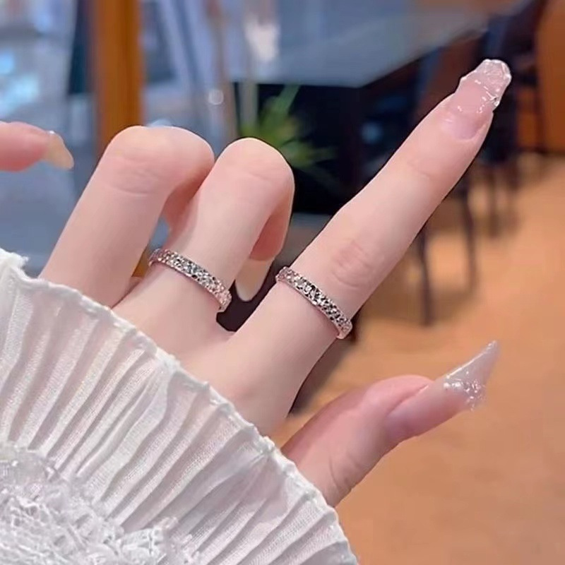 Jewlery Designer For Women New Sparkling Crushed Ice Ring Women, Ins Niche Design, Couple's Ring, Versatile And Simple, Elegant Hand Accessory