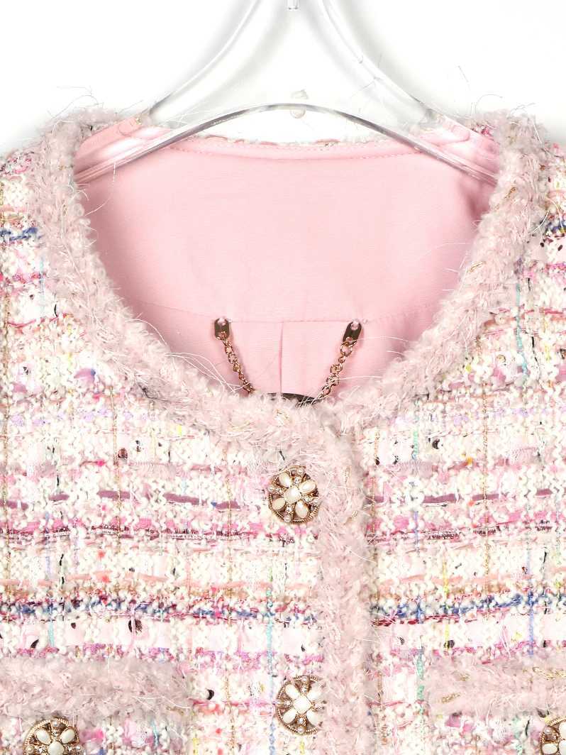 2025 New Style Fashionable Elegant High Luxury Customized Socialite Cherry Blossom Romantic Tweed Braided JacketT260328