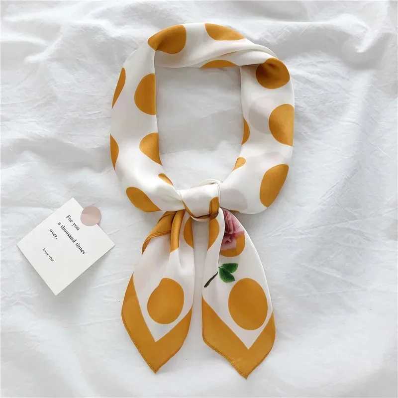 70CM Green polka dot flowers small silk scarf spring and autumn simulated silk solid color hairband tied ribbon occupational Z260330
