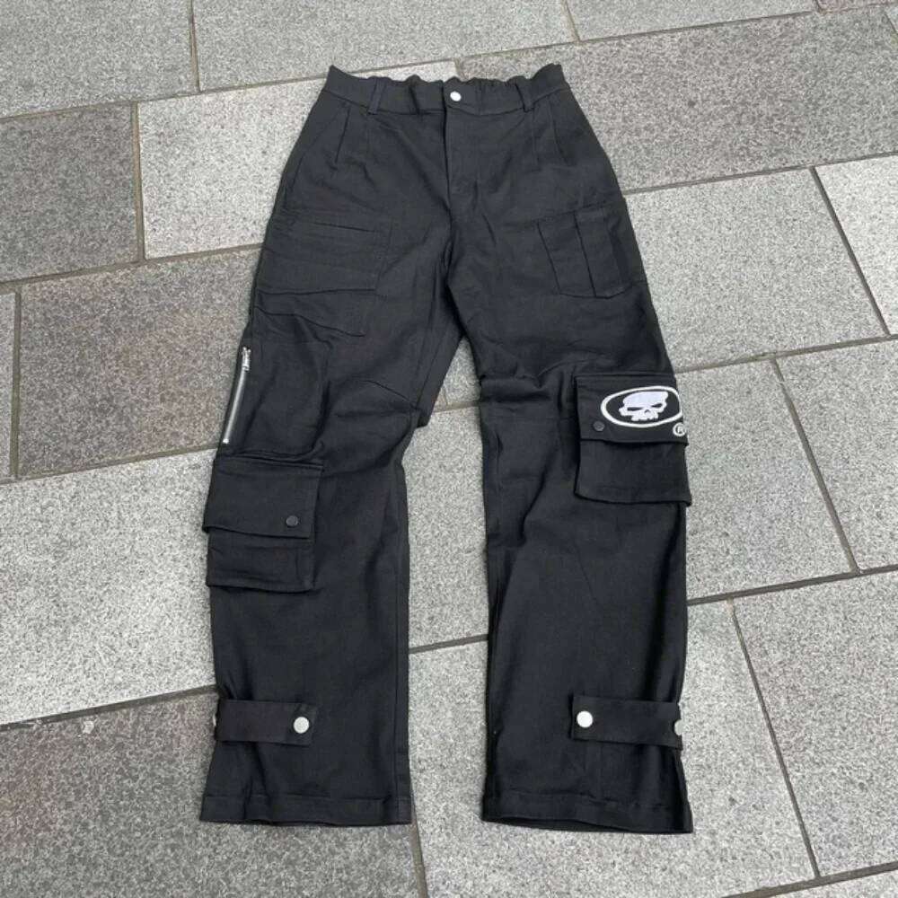 New Prints Men Streetwear Baggy Wide Leg Jeans Korean Fashion Drapes Straight Casual Loose Denim Cargo Pants 26Y0330