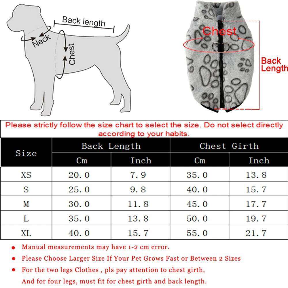 Autumn Winter Dog Clothes for Small Medium Dogs Cats Windproof Fleece Puppy Paw Jacket Coat Chihuahua Yorkshire Pug Pet Outfits