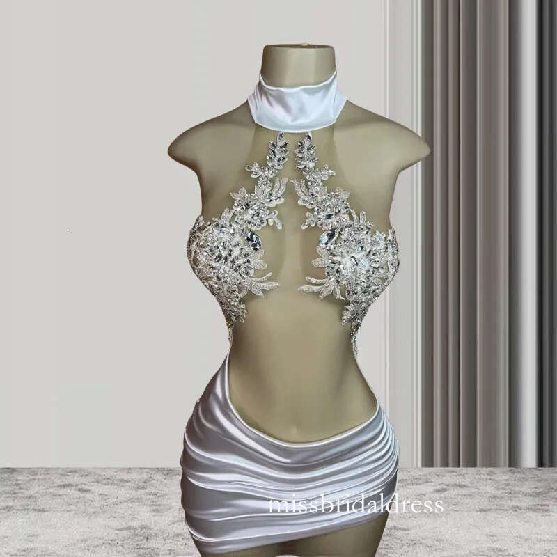 Sexy Crystals Short Prom For Black Girls See Through Luxury African American Cocktail Dresses Birthday Party Homecoming Gowns J033 D0327