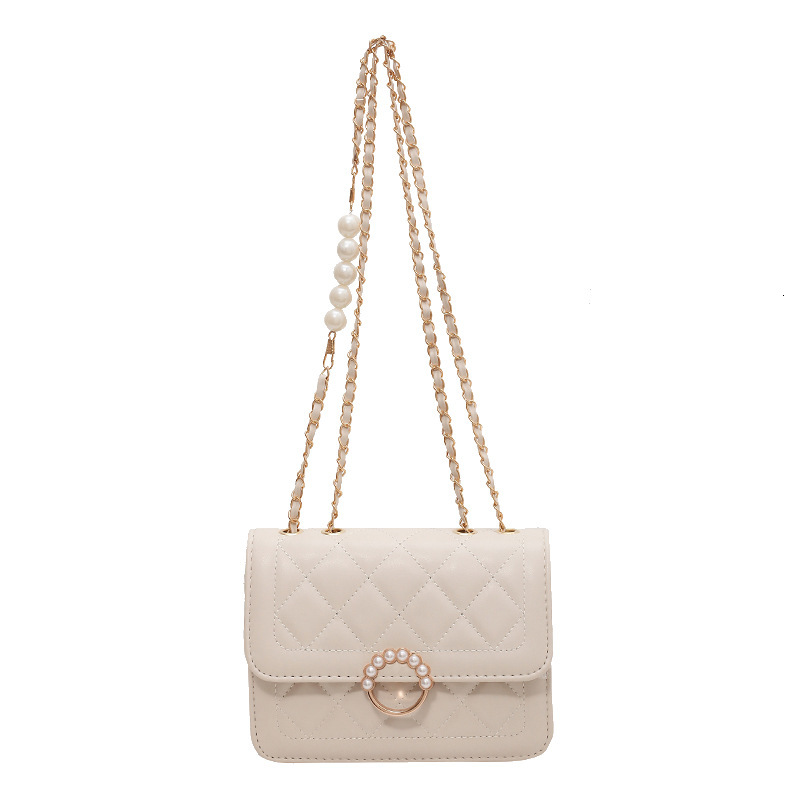Free Shipping High Value Summer mini 2026 new trendy pearl chain bag for women, versatile white shoulder crossbody bag, cross-border