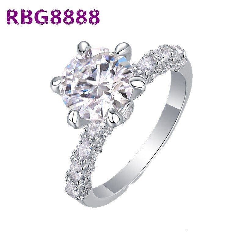 925 Sterling Silver Moissanite Ring Round Brilliant Cut Engagement Eternity Wedding Ring