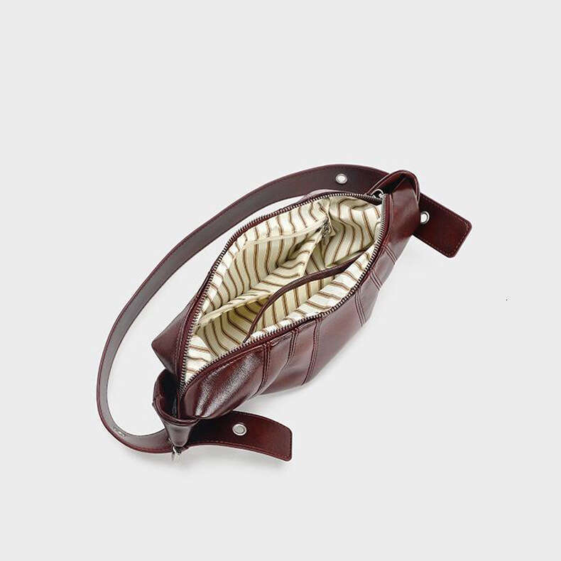 High Quality Texture Croissant New Women S Single Shoulder Crossbody Vintage Wine Red Underarm Bag