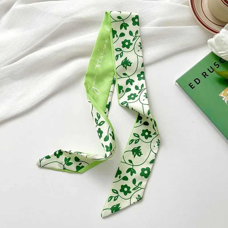 Green Long Strip Small Silk Scarf Fem Thin Strip Streamer Tied Hair Tied Bag Decorative Souvenir Ribbon Luxury X260328