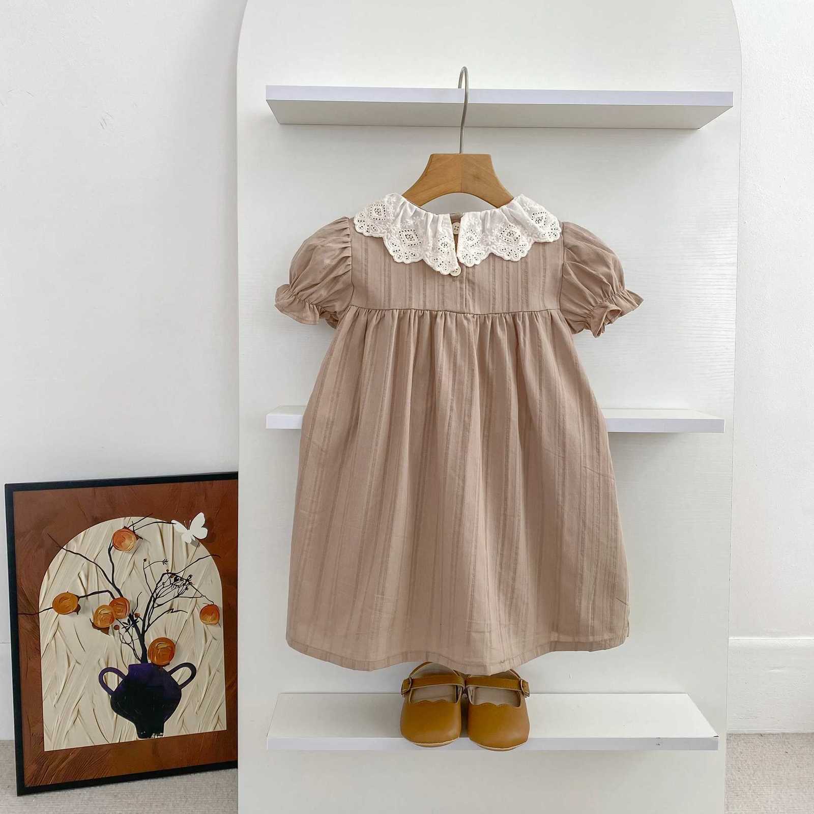 1-6Yrs Kids Baby Dress Summer Girls Sweet Lace Collar Princess Dress New Kids Baby Girls Dress Cotton Children Clothes DressT260330