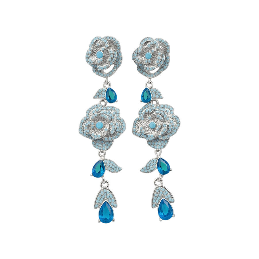 Vintage silver needle zircon hollow flower stud earrings with unique, exquisite, stunning design, offering a niche and high-end feel - view 9