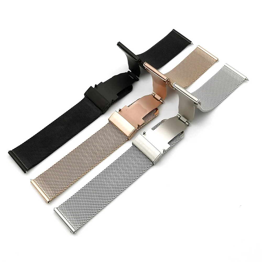 16mm 18mm 20mm 22mm Quick Release Mesh Milanese Loop Watch Band Stainless Steel Metal Folding Buckle Wrist Strap Accessories 260318