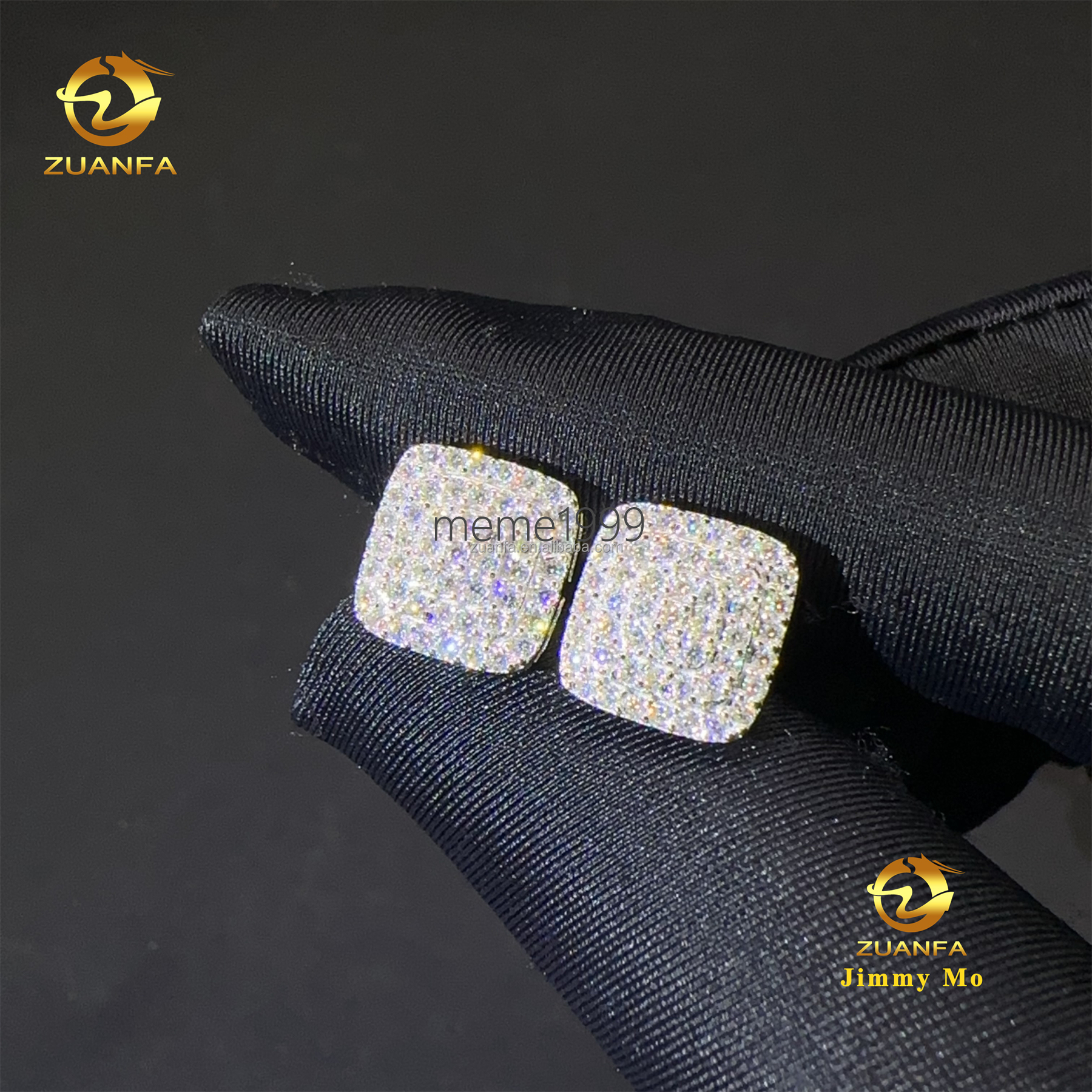 Drop Shipping Popular Pass Diamond Tester Unisex Iced Out Hip Hop 925 Sterling Silver Vvs1 Moissanite Diamond Stud Earrings Men