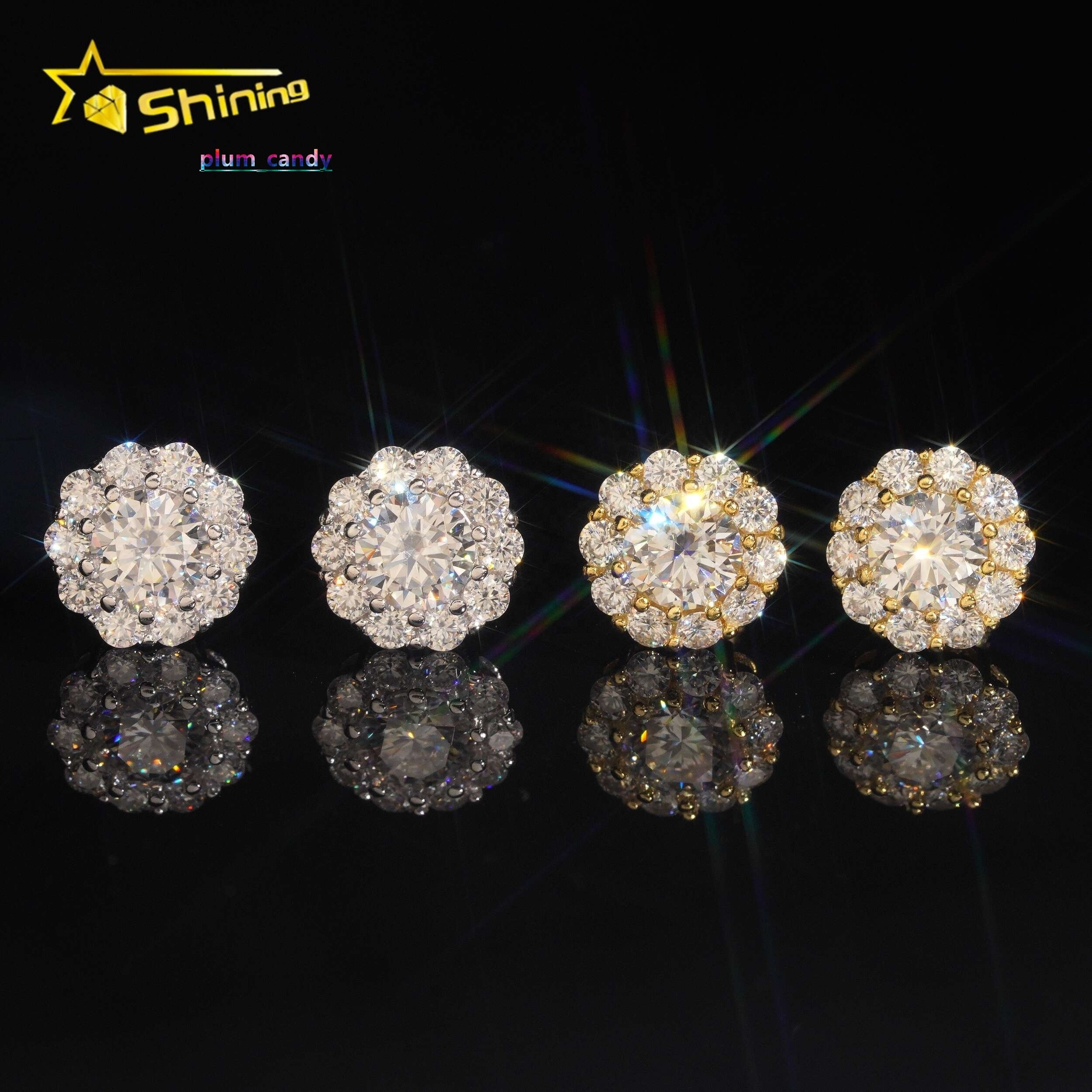 Top Quality 925 Silver Fine Jewelry Iced Out Hip Hop Ready to Ship Men VVS Moissanite Earrings