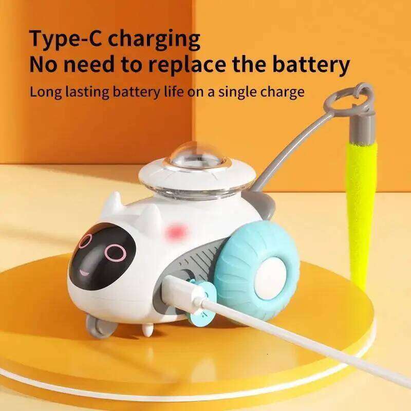 for Indoor Remote Control Smart Automatic Car with Tail Rechargeable LED Auto Moving Exercise Interactive Cat Toys