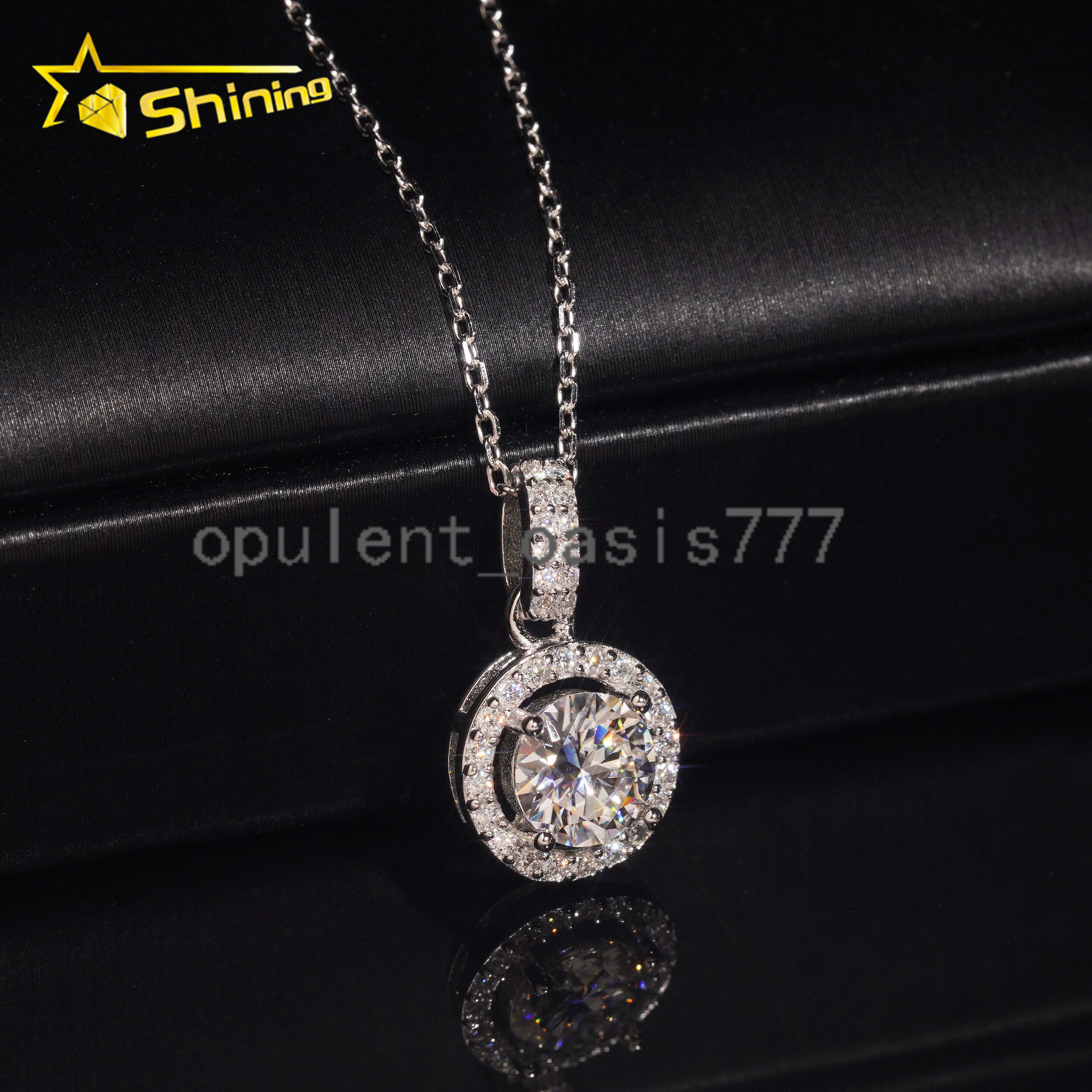 USA Warehouse Large Stock GRA Certificate 925 Sterling Silver 1CT Brilliant Cut VVS Moissanite Diamond Women Necklace